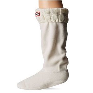 Hunter White Cable Knit Boot Socks, Size L (US 8-10), EUC
